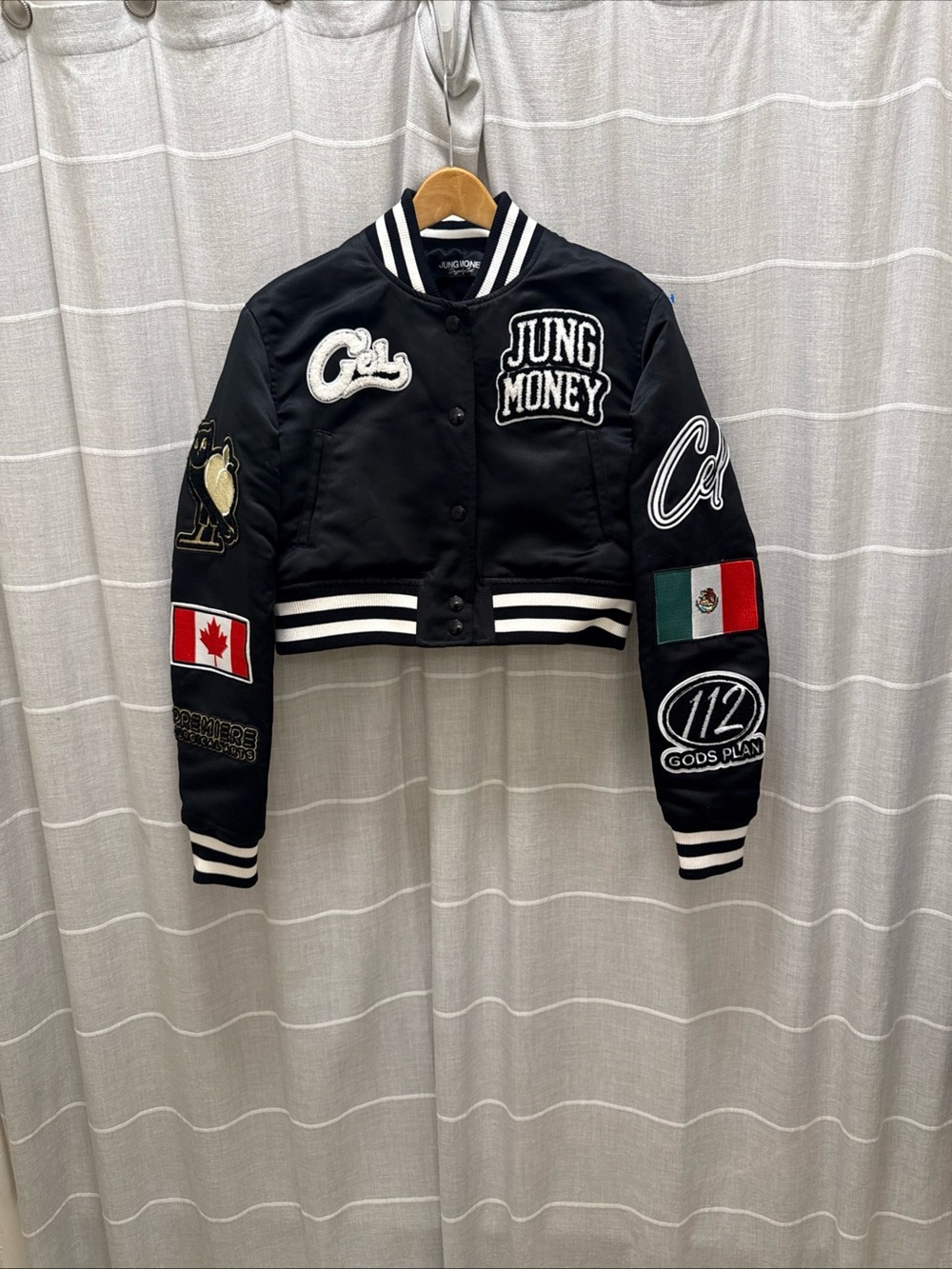 Black Cropped Varsity Jacket